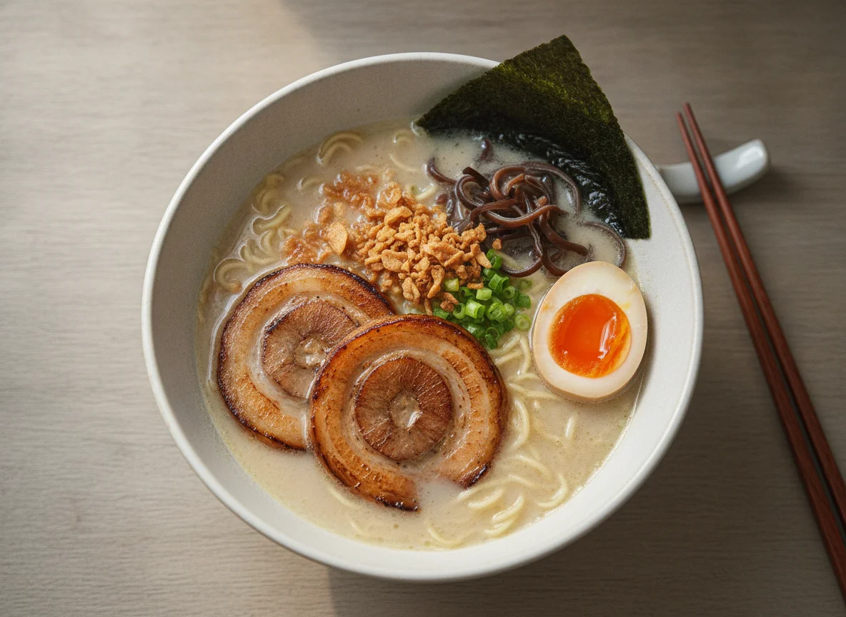 Tonkotsu Ramen with Chashu and Soft Boiled Egg photo