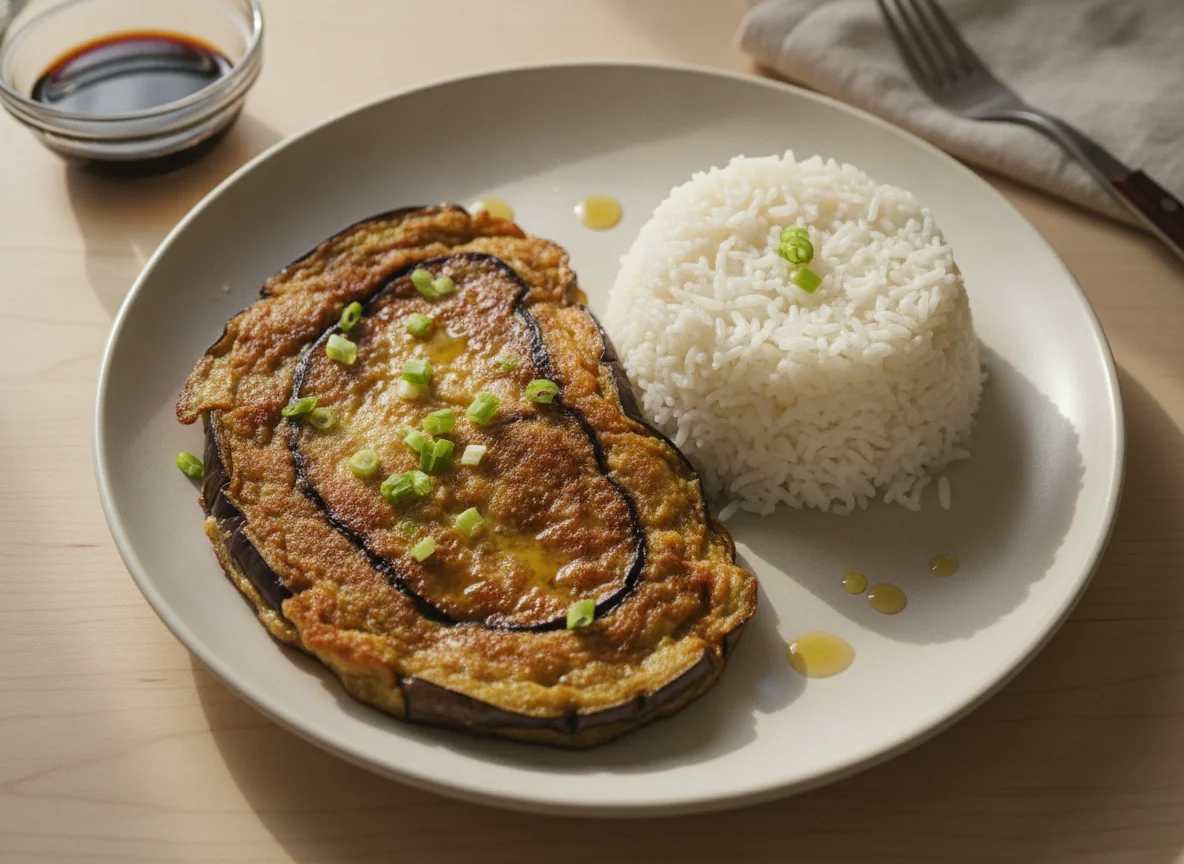 Tortang Talong with White Rice photo
