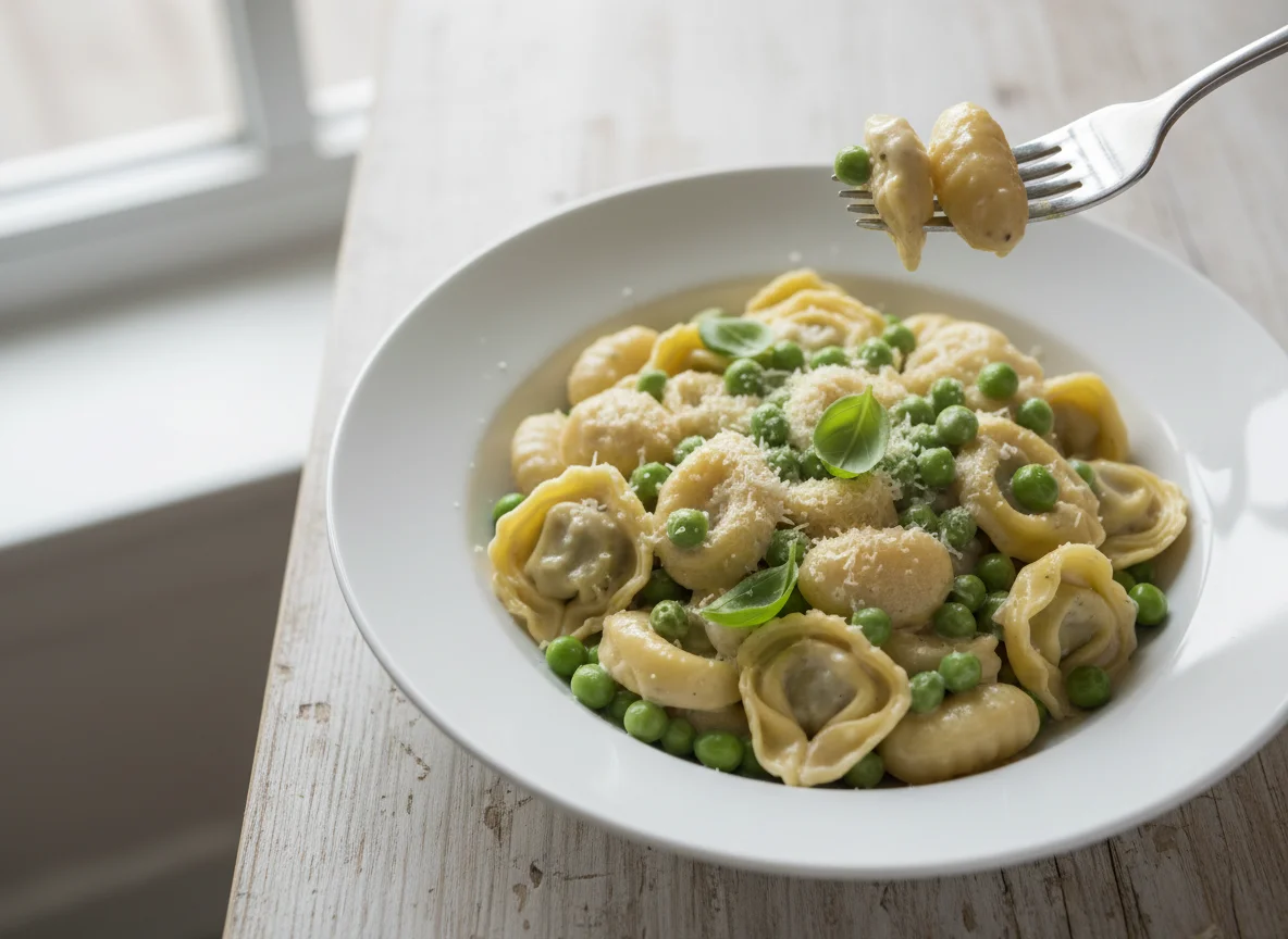 Tortellini and Gnocchi with Peas in Cream Sauce photo