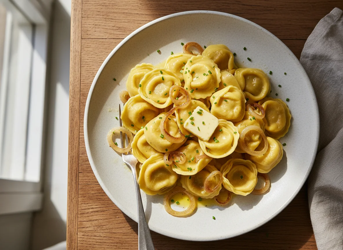 Tortellini with Butter and Onions photo
