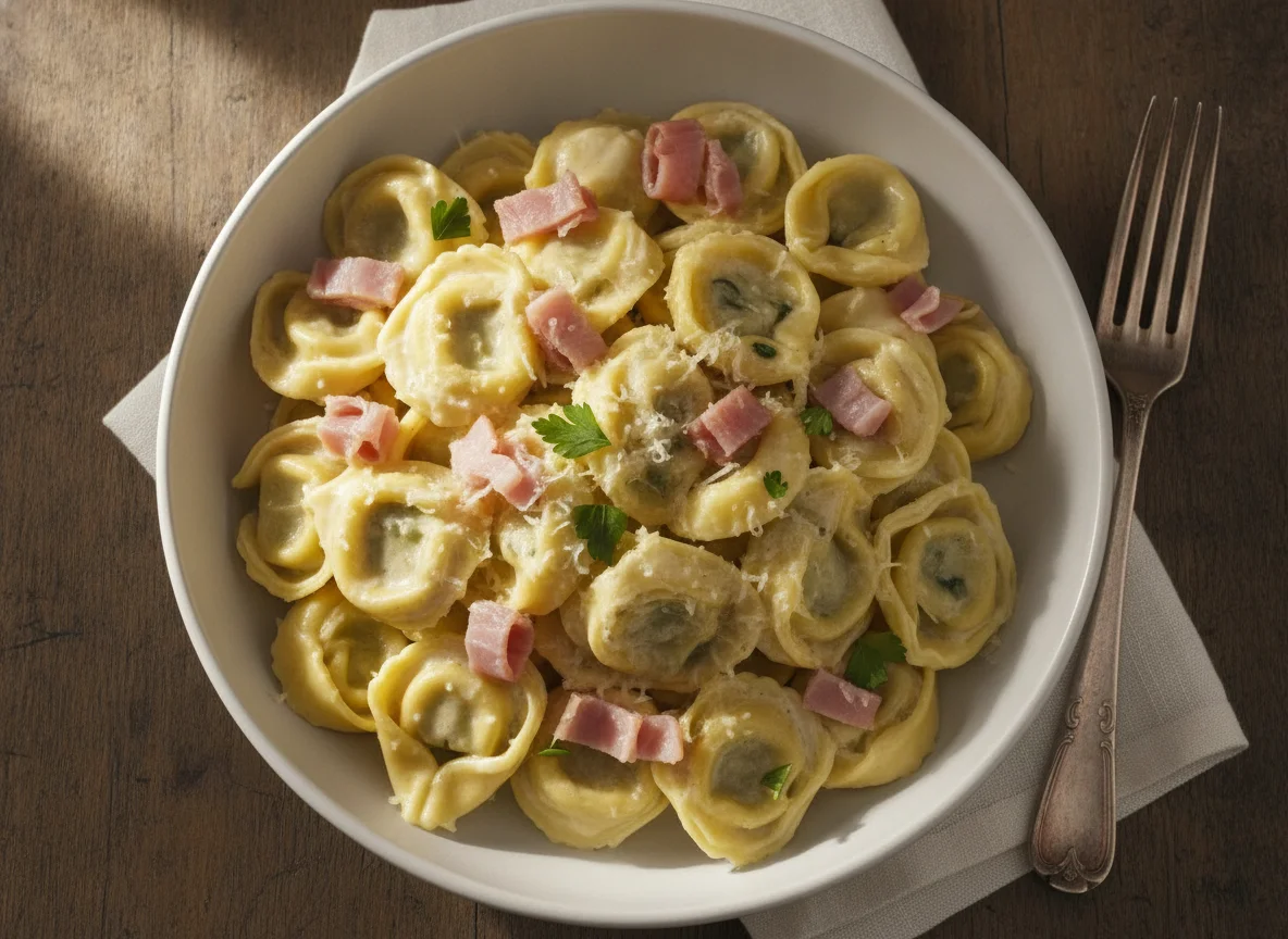 Tortellini with Cream Sauce and Ham photo