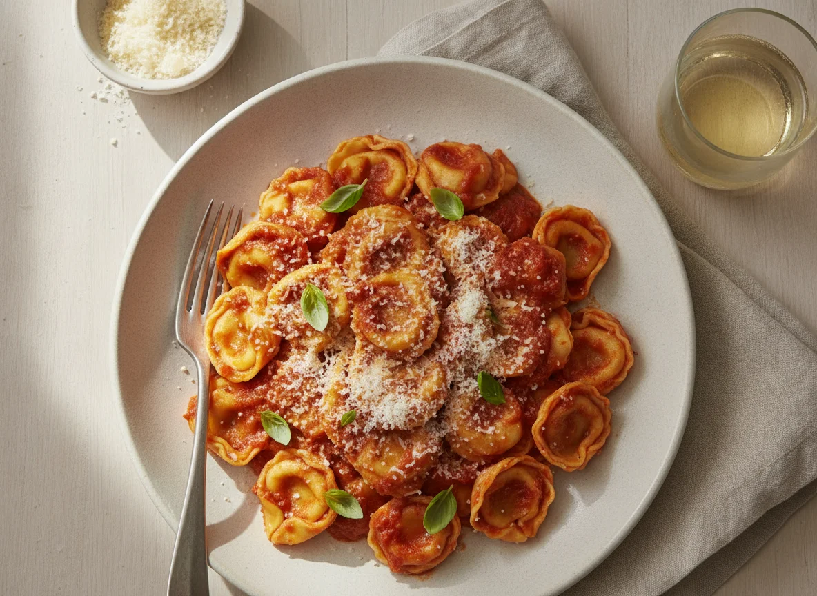 Tortellini with Tomato Sauce and Parmesan photo