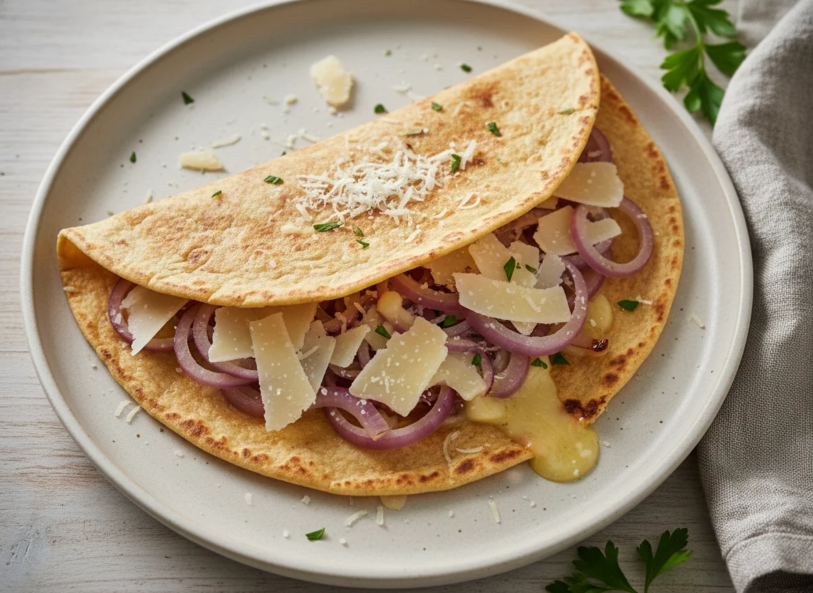 Tortilla with Red Onion and Cheese Filling photo
