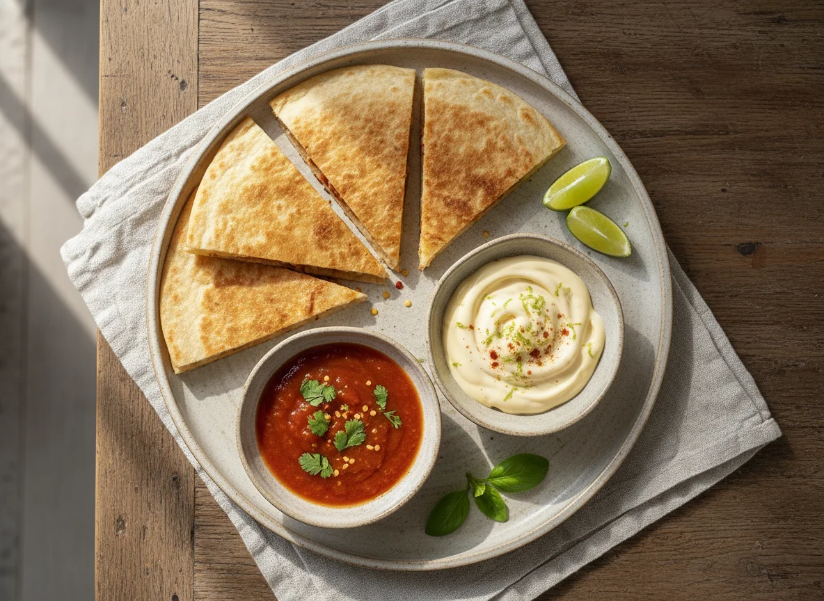 Tortilla with sauces photo