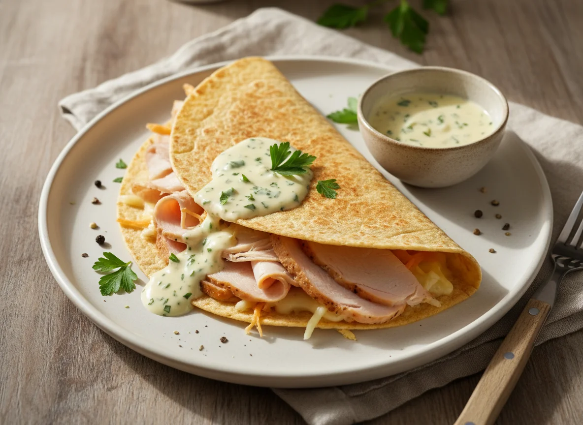 Tortilla with turkey and cheese photo