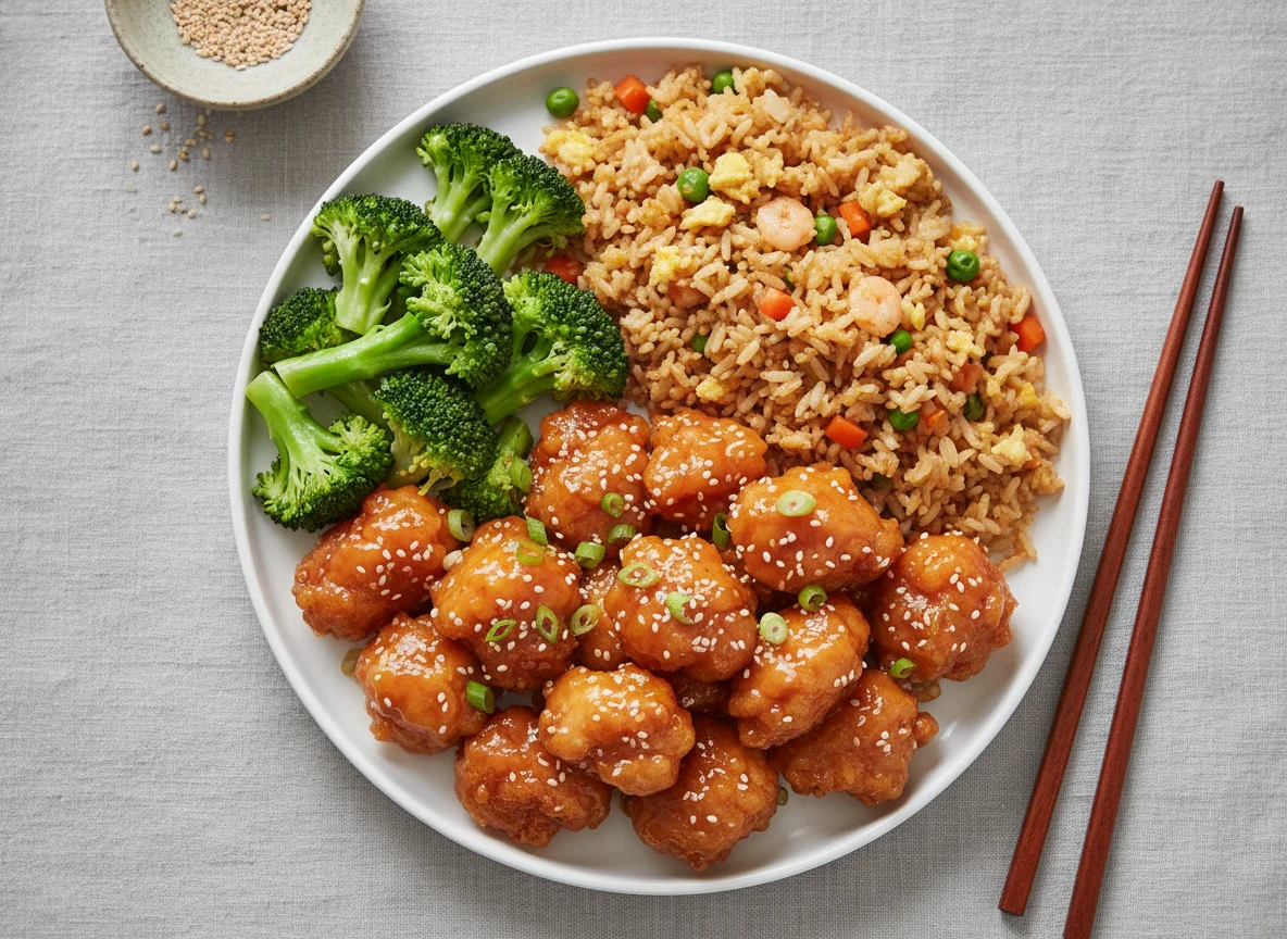 Trader Joe’s Orange Chicken with Fried Rice and Broccoli photo