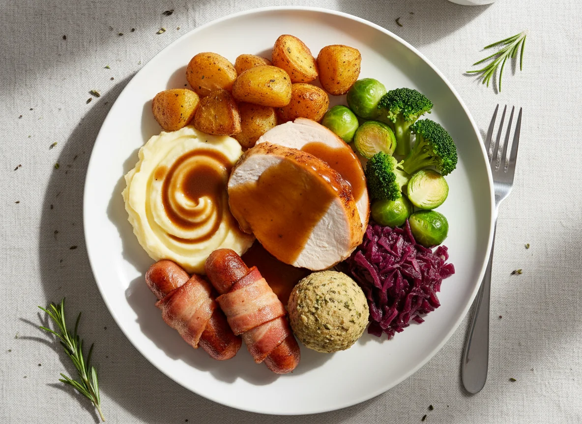 Traditional British Christmas Dinner photo