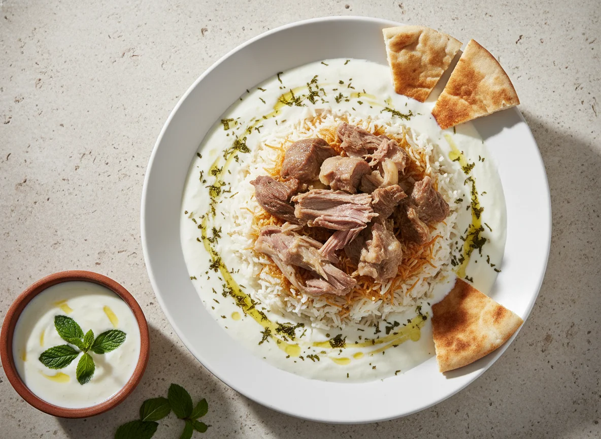 Traditional Meat, Rice, and Yogurt Soup Meal photo