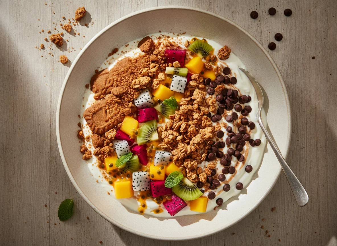 Tropical Fruit Biscoff & Chocolate Chip Yoghurt photo
