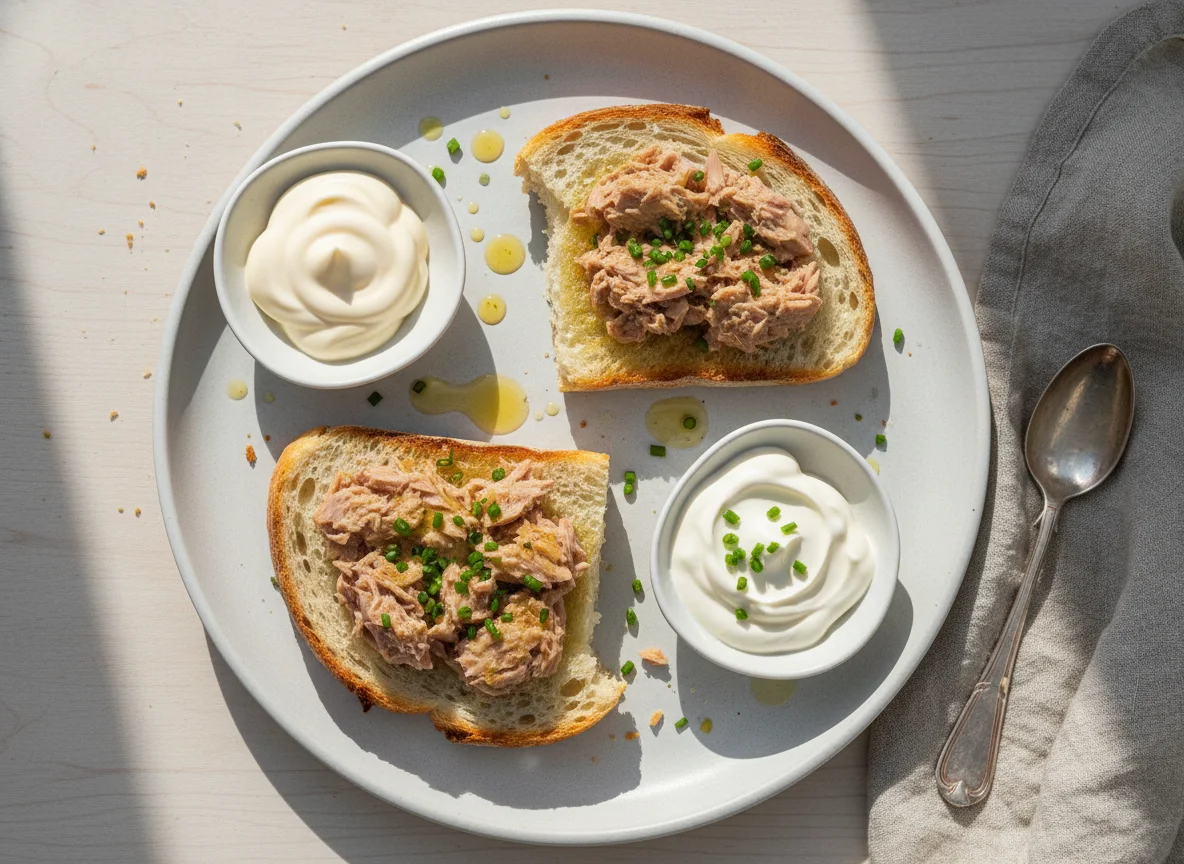Tuna and Bread with Sauces photo