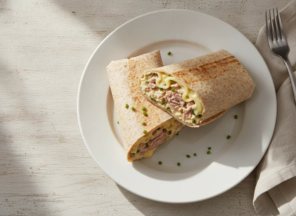 Tuna and cheese tortilla wrap photo