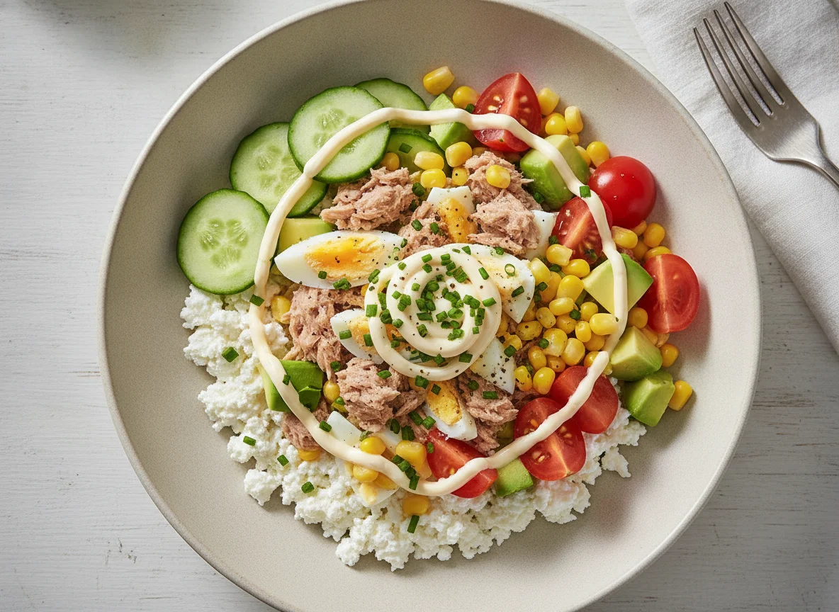 Tuna and Egg Salad Bowl with Cottage Cheese photo