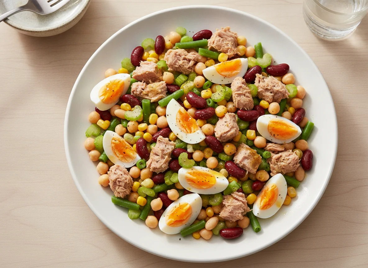 Tuna and Egg Salad with Mixed Beans and Celery photo