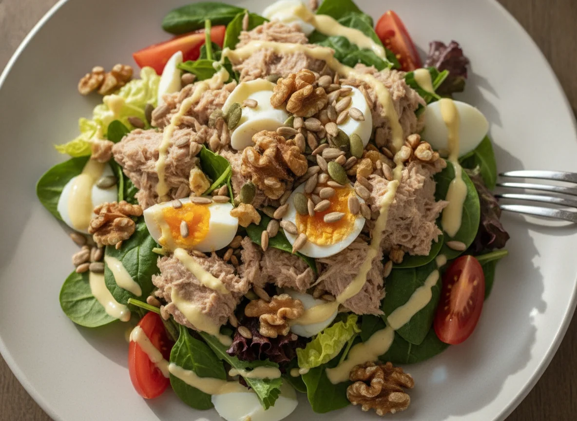 Tuna and Egg Salad with Mixed Seeds and Walnuts photo