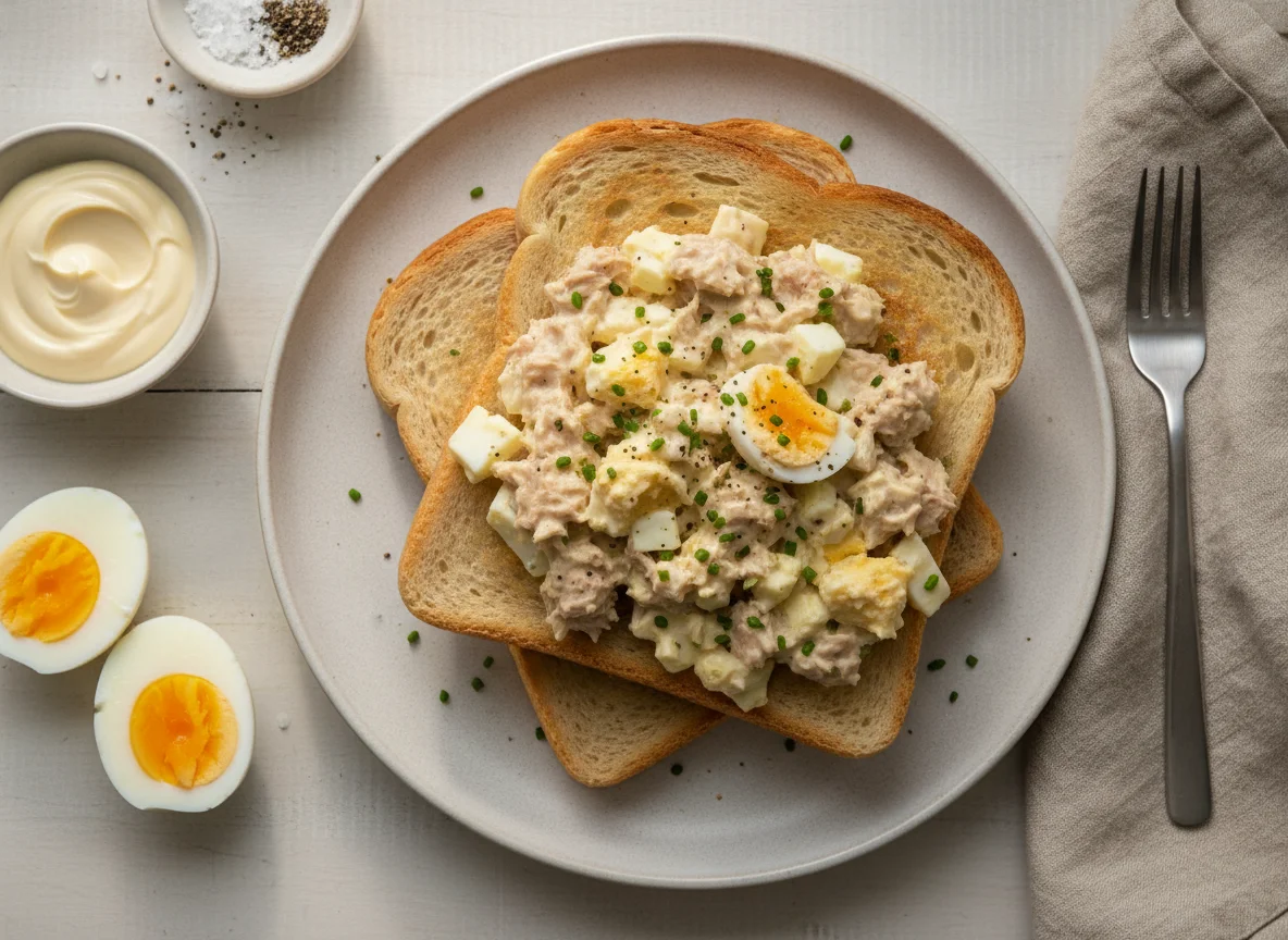 Tuna and Egg Salad with White Toast photo