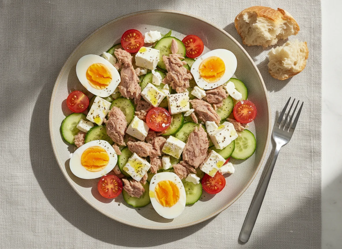 Tuna and Feta Salad with Boiled Eggs photo