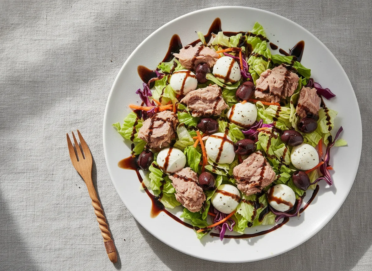 Tuna and Mozzarella Salad with Balsamic Glaze photo