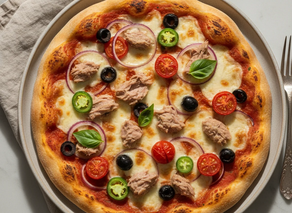 Tuna and Olive Flatbread Pizza photo