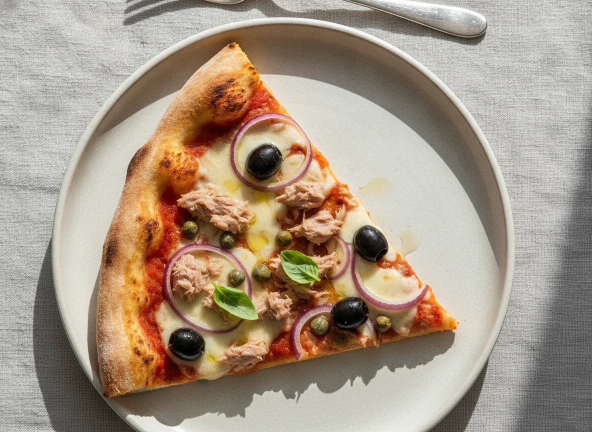 Tuna and Olive Pizza Slice photo