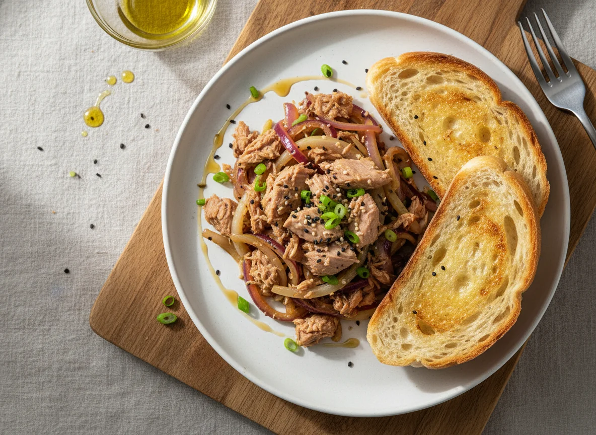 Tuna and Onion Stir-fry with Toast photo