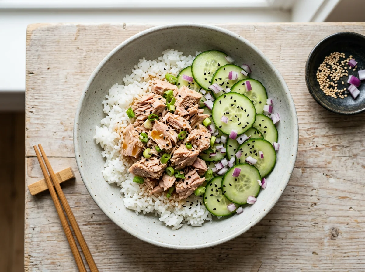 Tuna and Rice Bowl with Cucumber Salad photo