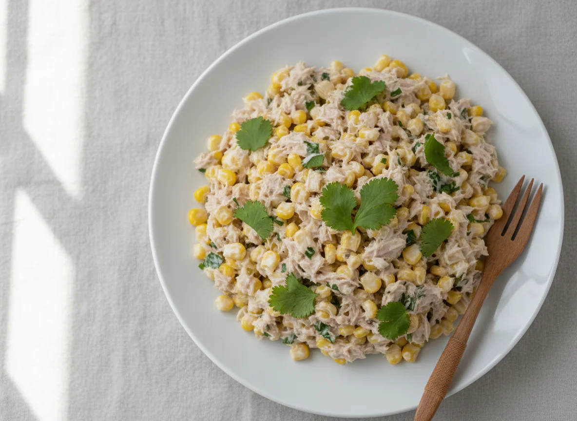 Tuna and Sweetcorn Salad with Mayonnaise and Coriander photo