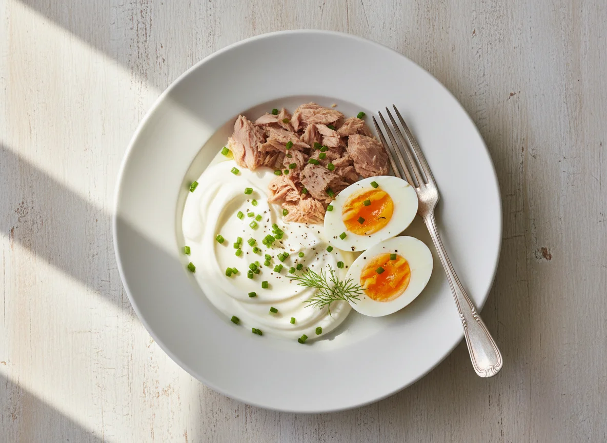 Tuna, Egg, and Yogurt Plate photo
