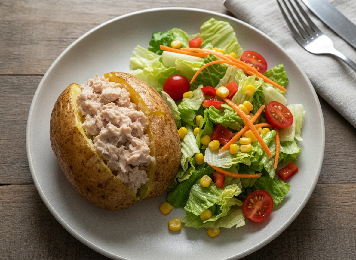 Tuna Mayo Jacket Potato with Side Salad photo