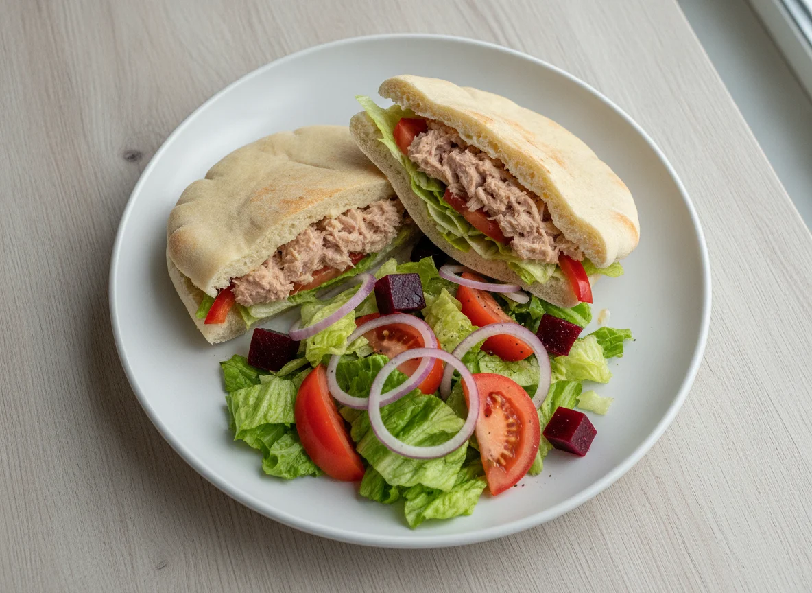 Tuna Mayo Pitta with Mixed Salad photo