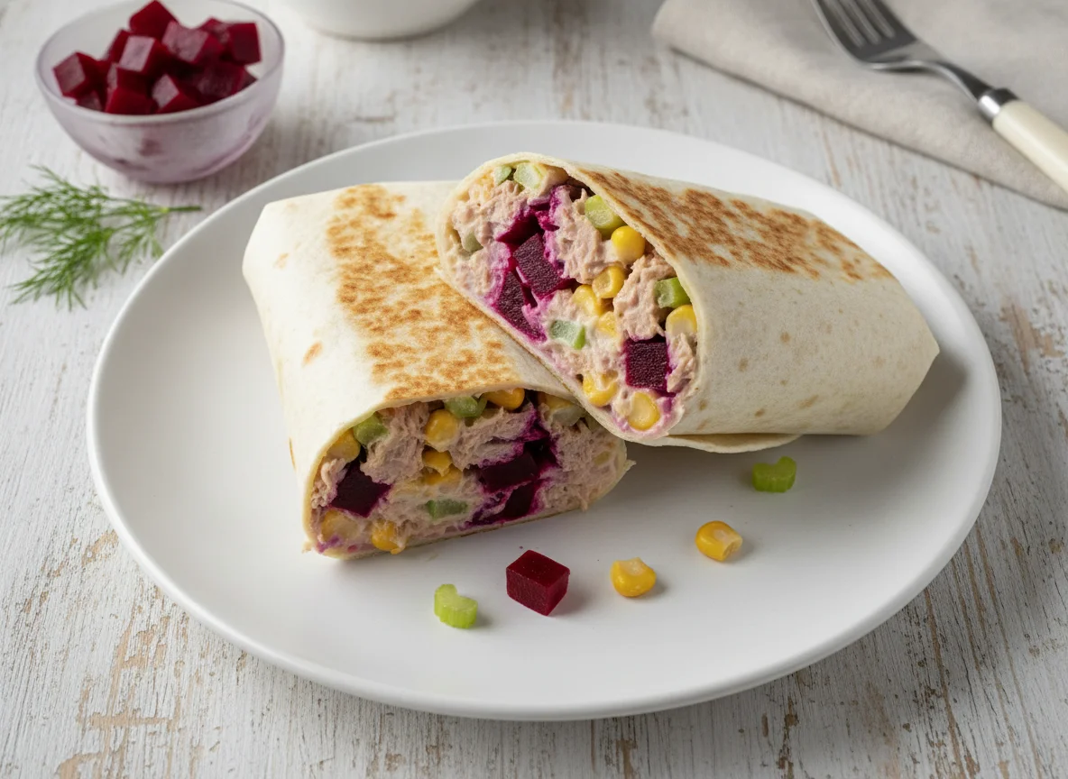 Tuna Mayo Wrap with Pickled Beetroot photo