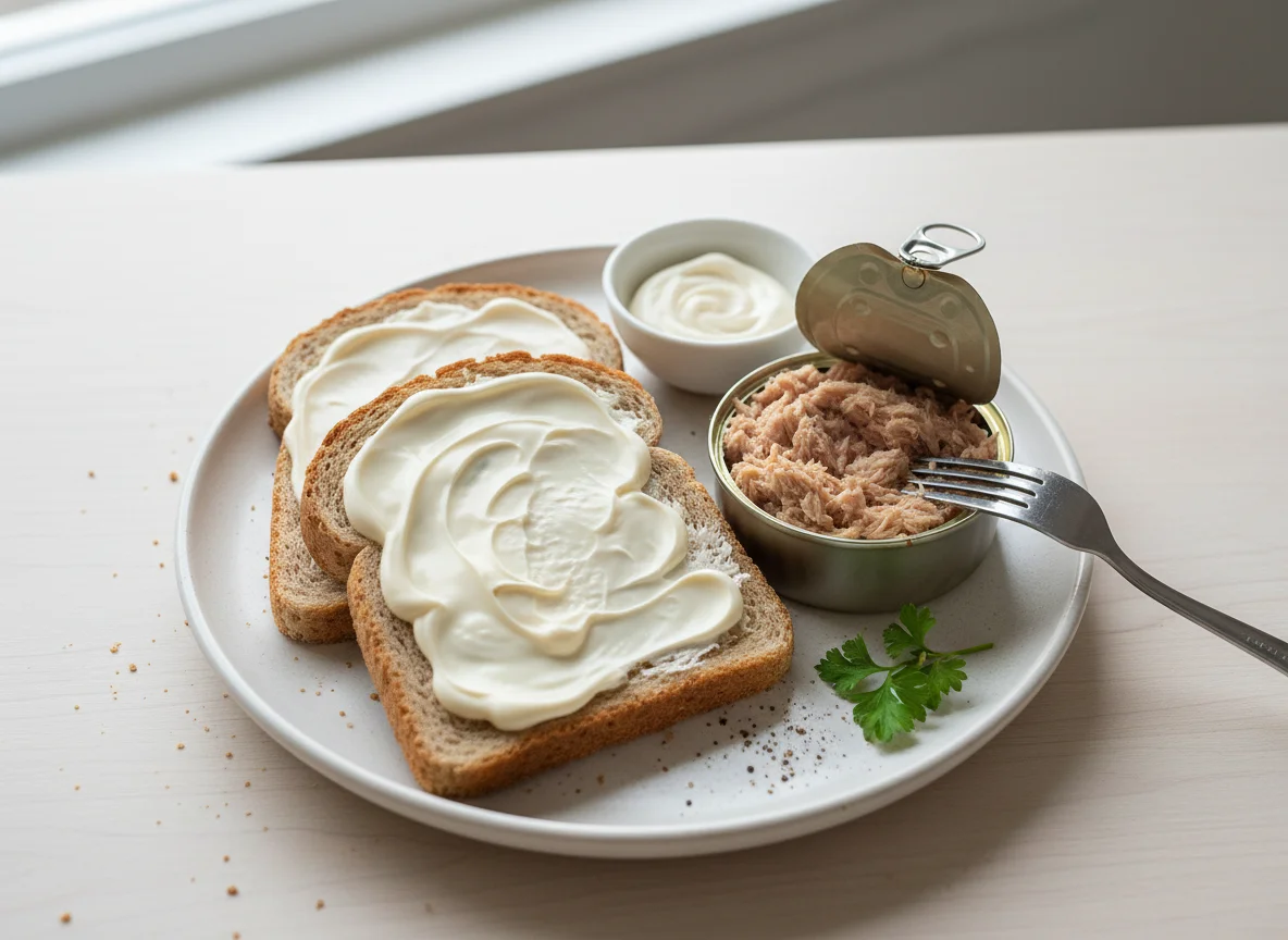 Tuna Mayonnaise Sandwich Preparation photo