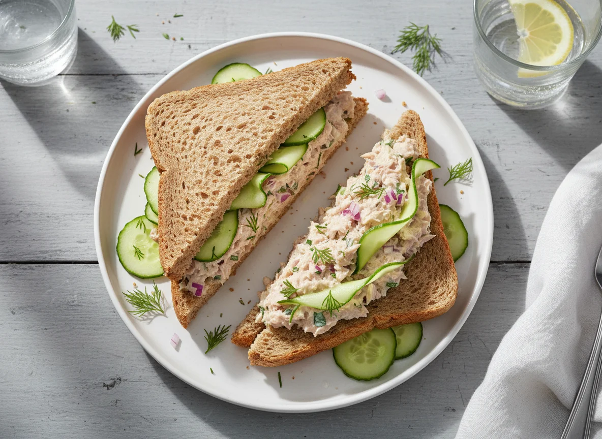 Tuna Mayonnaise Sandwich with Cucumber photo