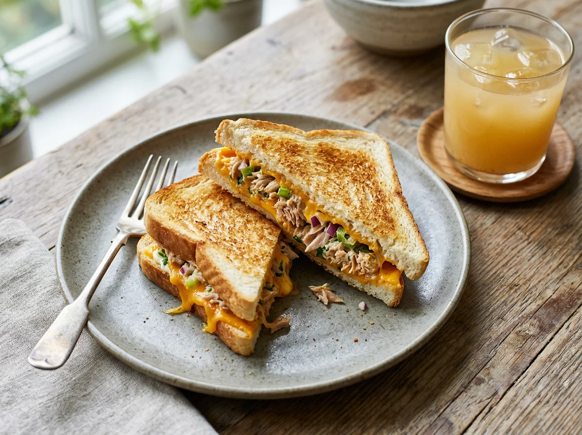 Tuna Melt Toasty with Apple Juice photo
