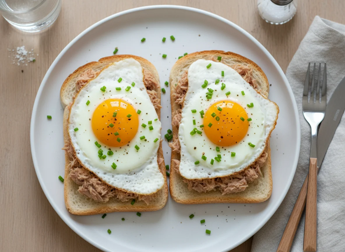 Tuna on Toast with Fried Eggs photo