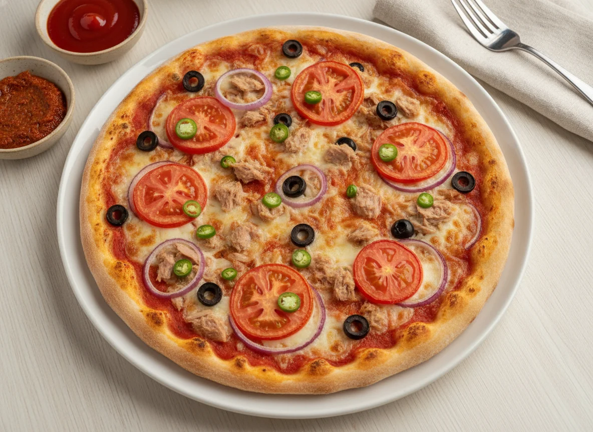 Tuna Pizza with Dipping Sauces photo