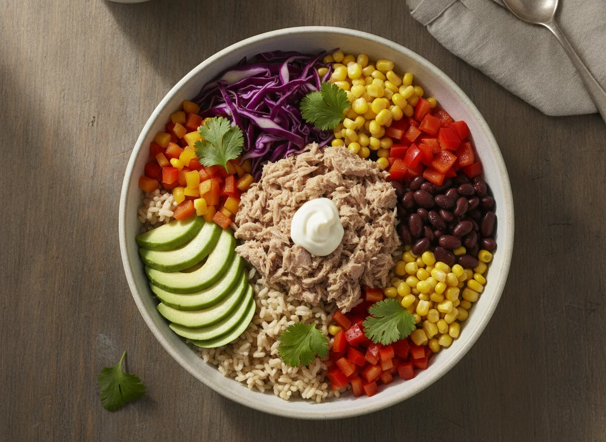 Tuna Rice Bowl with Avocado and Vegetables photo