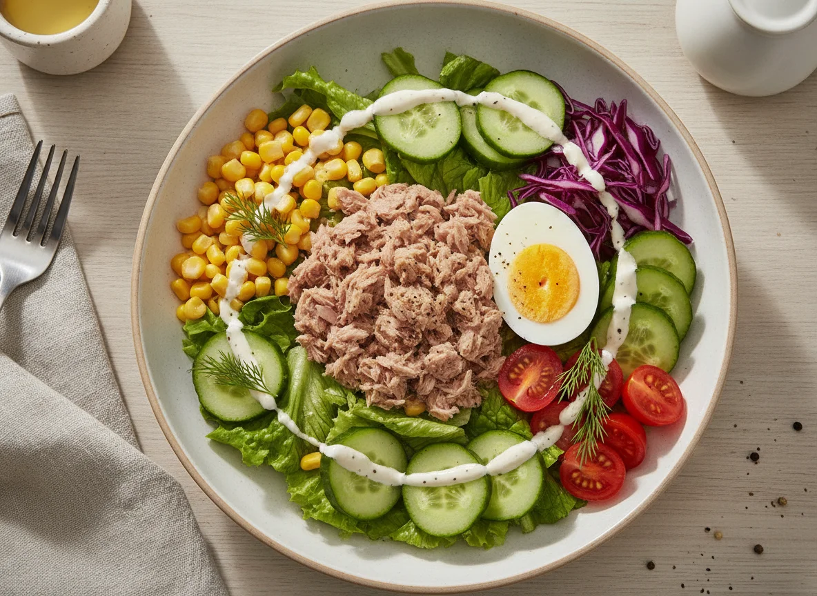 Tuna Salad Bowl with Hard Boiled Egg photo