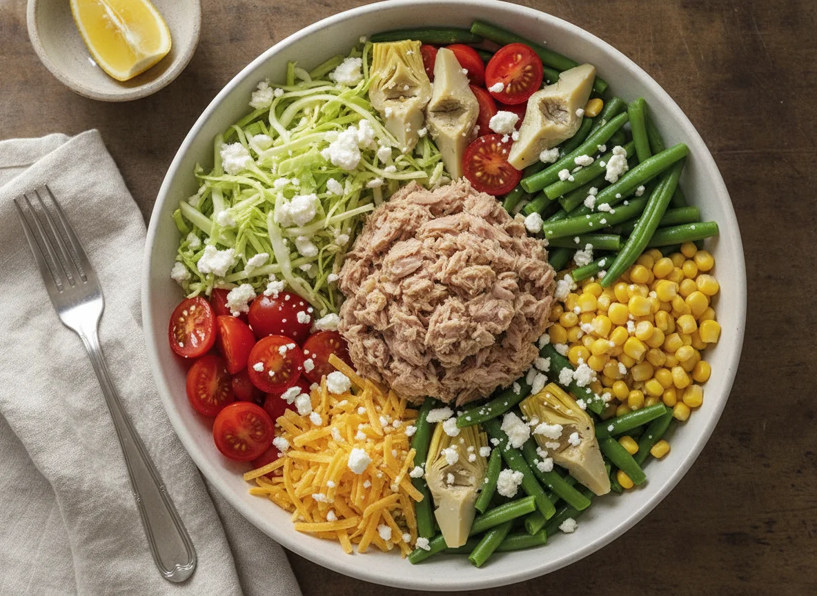 Tuna Salad Bowl with Vegetables and Cheese photo