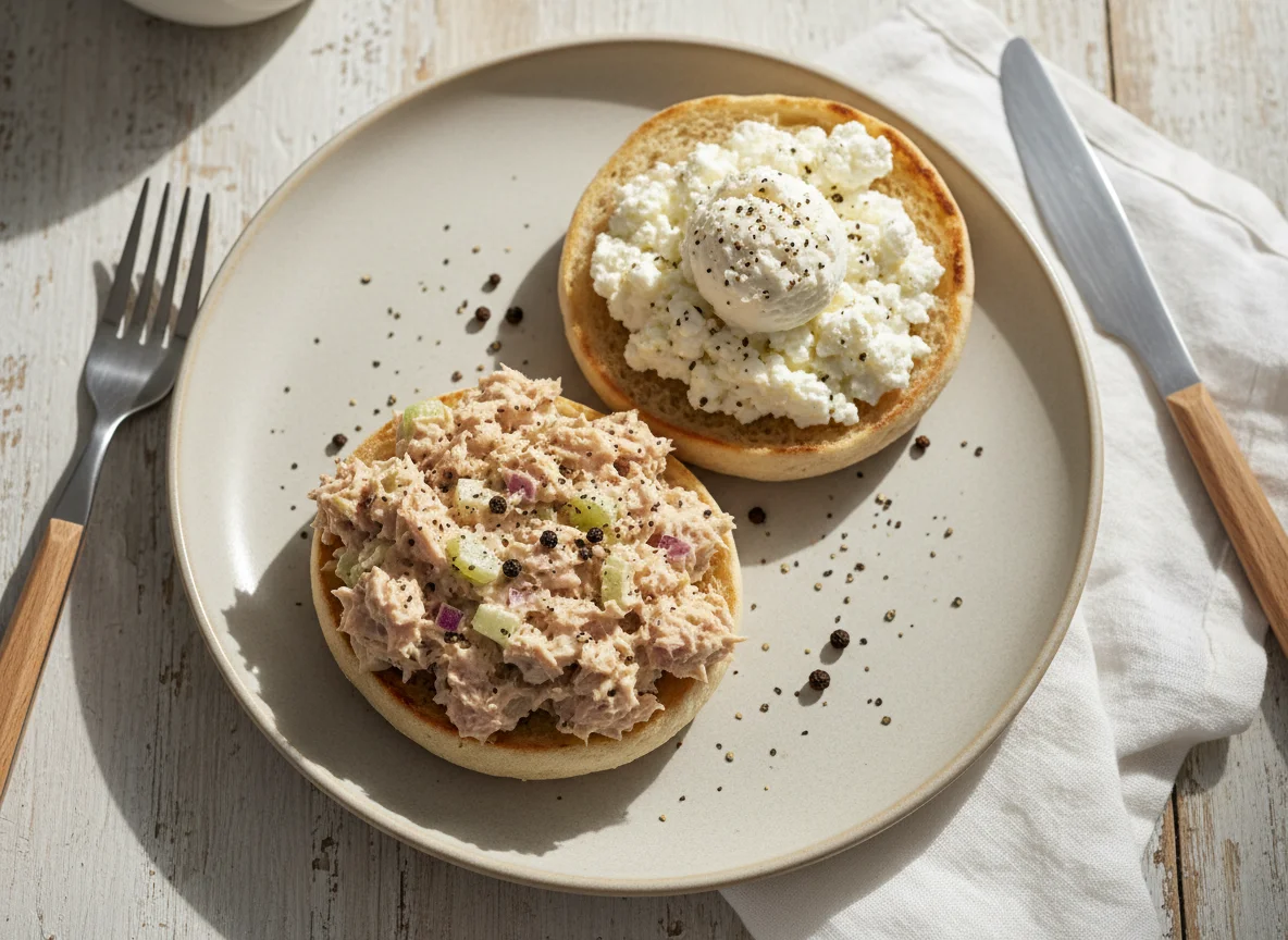 Tuna Salad English Muffin with Cottage Cheese photo