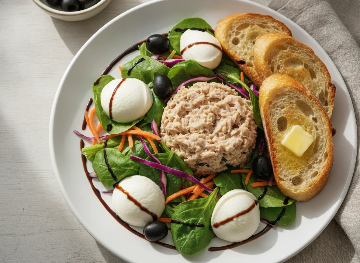 Tuna Salad with Baguette and Mozzarella photo