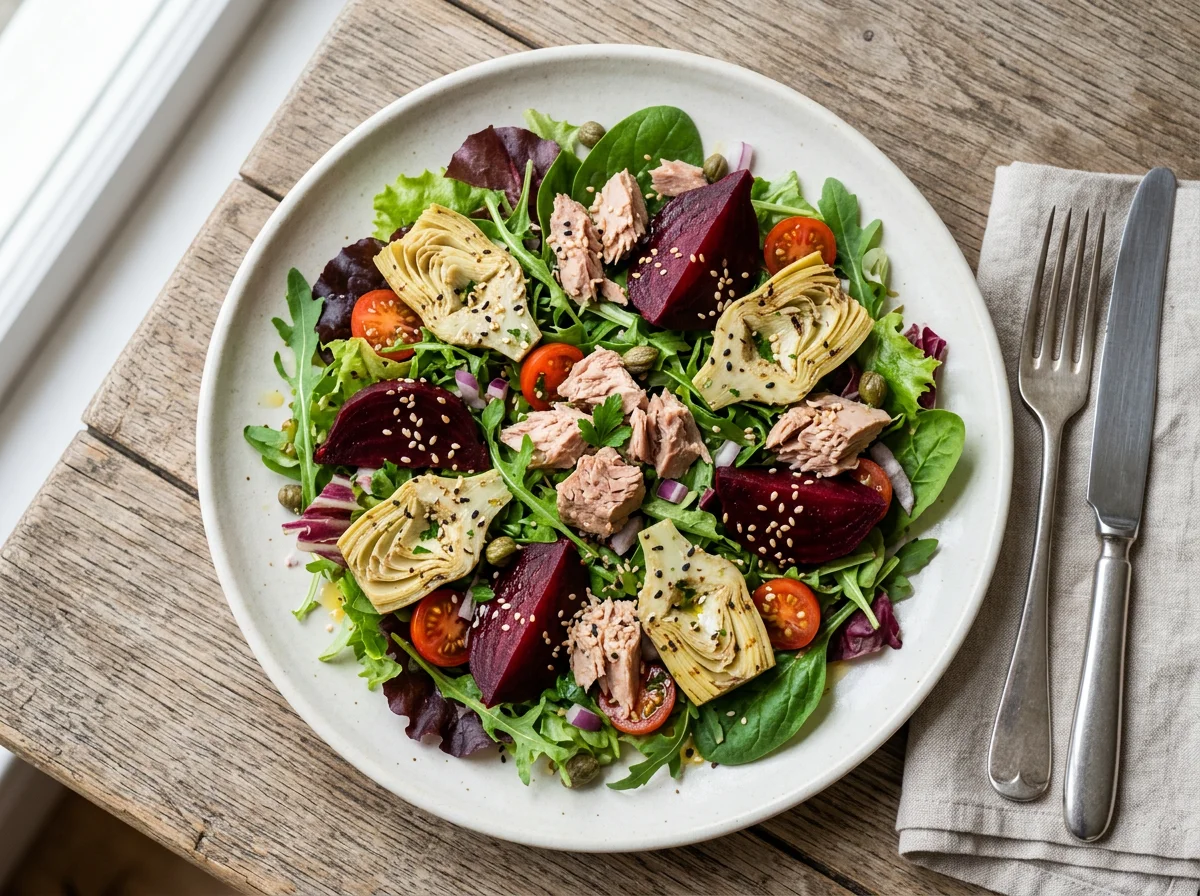 Tuna Salad with Beetroot and Artichoke photo