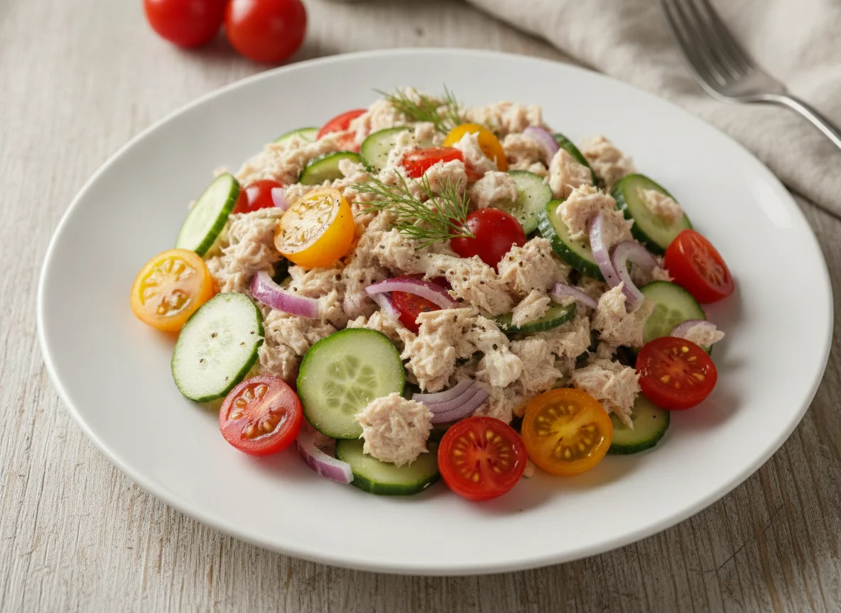 Tuna Salad with Cucumber and Cherry Tomatoes photo