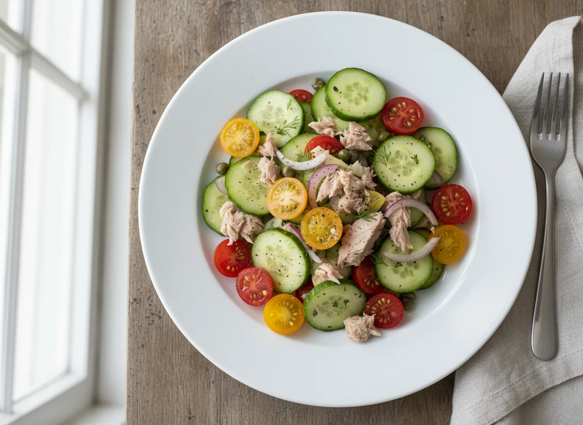 Tuna Salad with Cucumber and Tomato photo