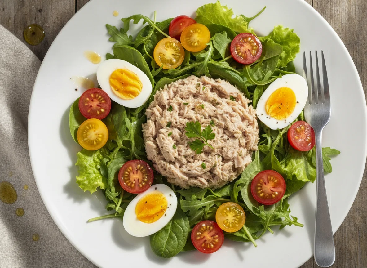 Tuna Salad with Egg and Cherry Tomatoes photo