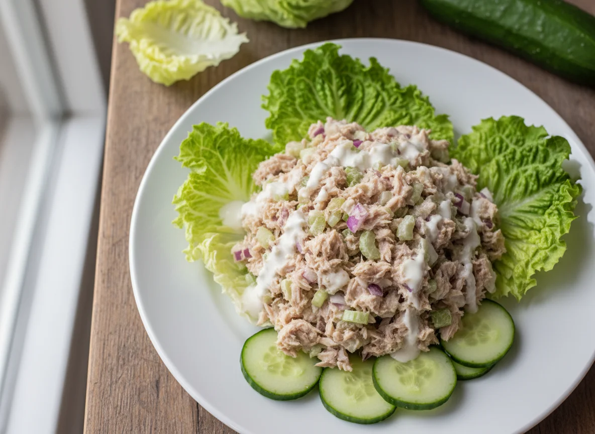 Tuna Salad with Iceberg Lettuce and Dressing photo