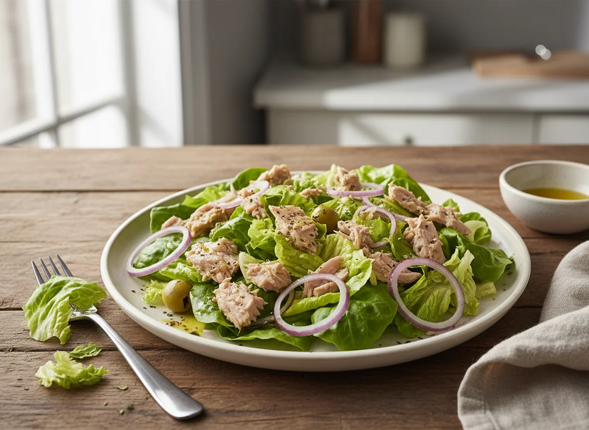 Tuna Salad with Lettuce and Red Onion photo