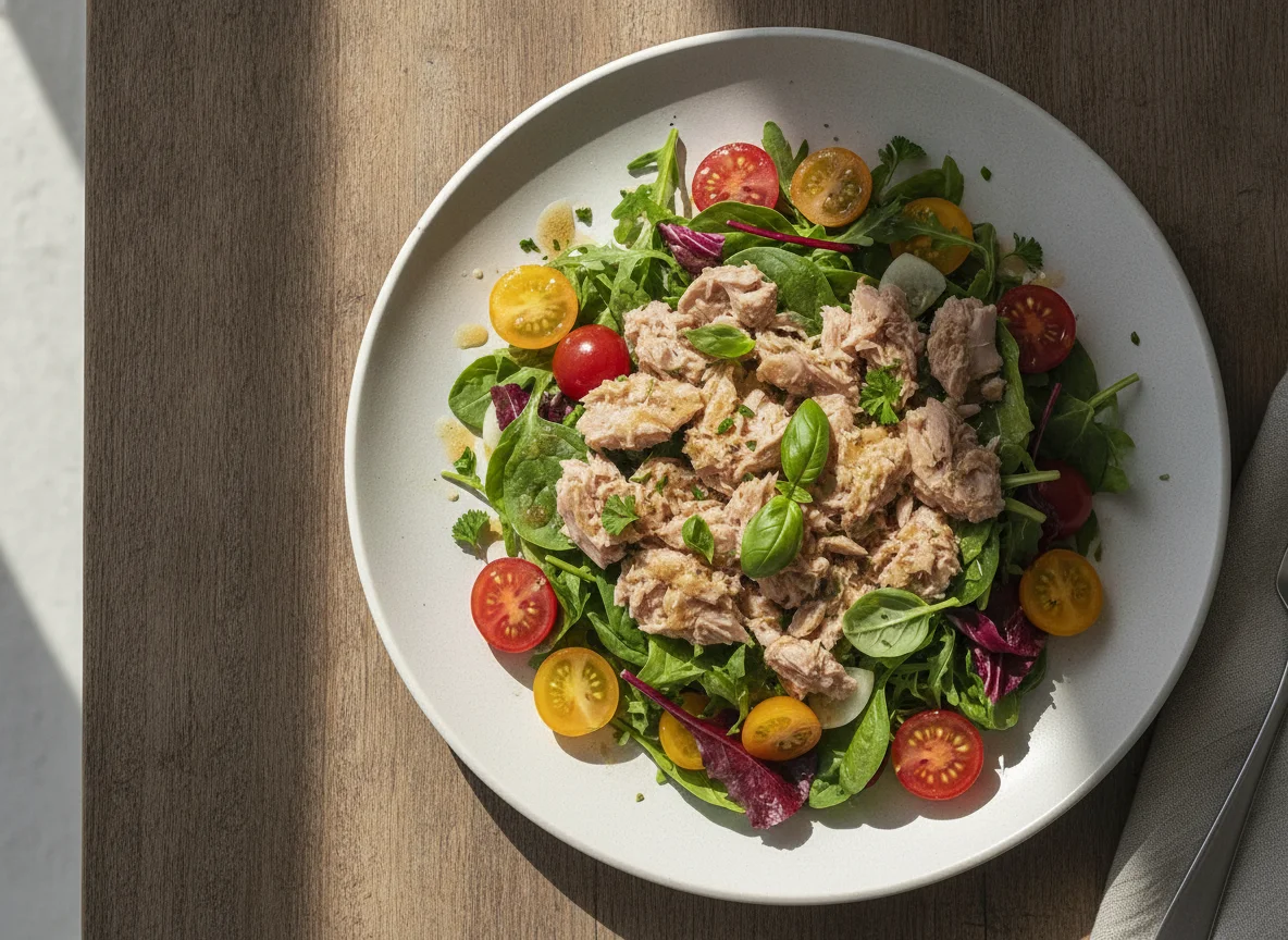 Tuna Salad with Mixed Greens and Cherry Tomatoes photo