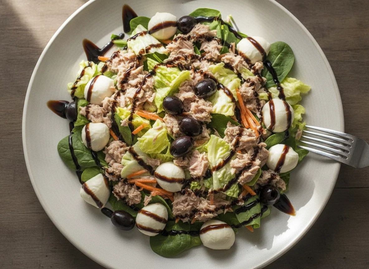 Tuna Salad with Mozzarella and Balsamic Glaze photo