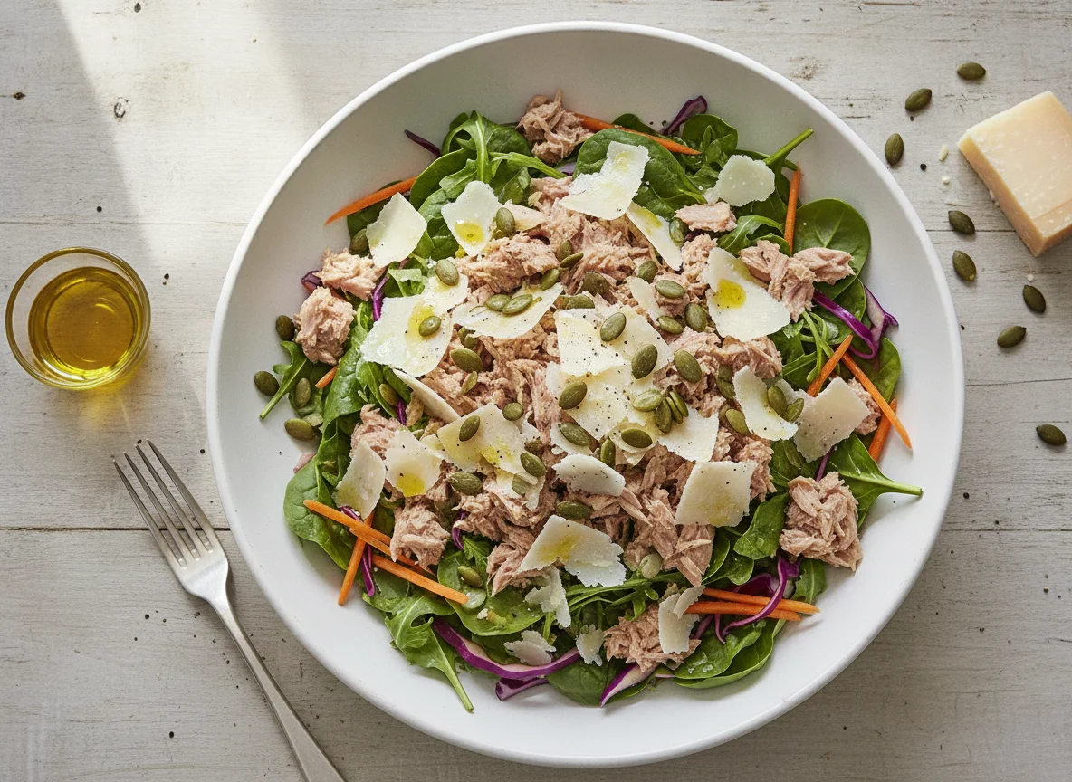 Tuna Salad with Pumpkin Seeds and Hard Cheese photo