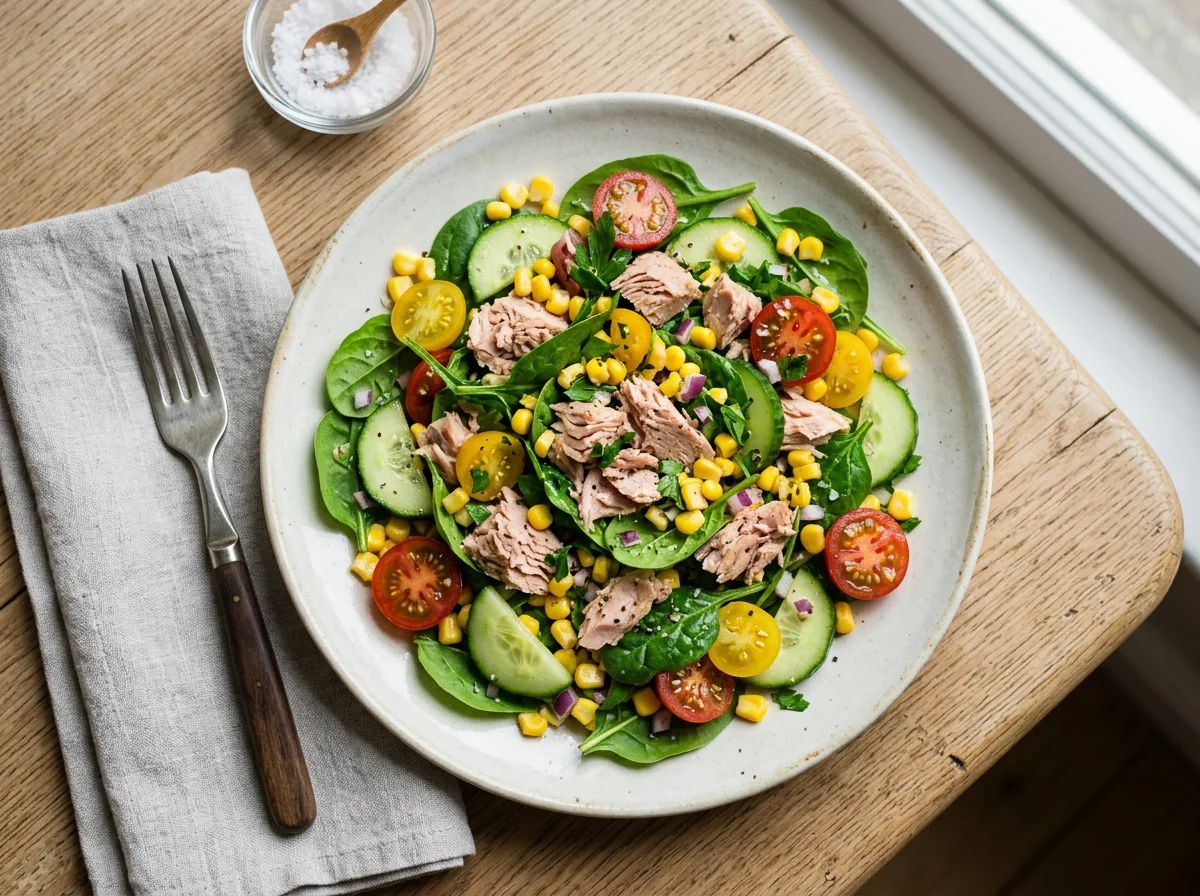 Tuna Salad with Spinach and Sweetcorn photo